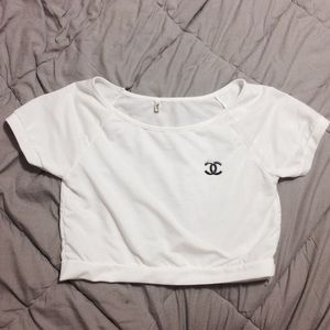 CHANEL logo crop top